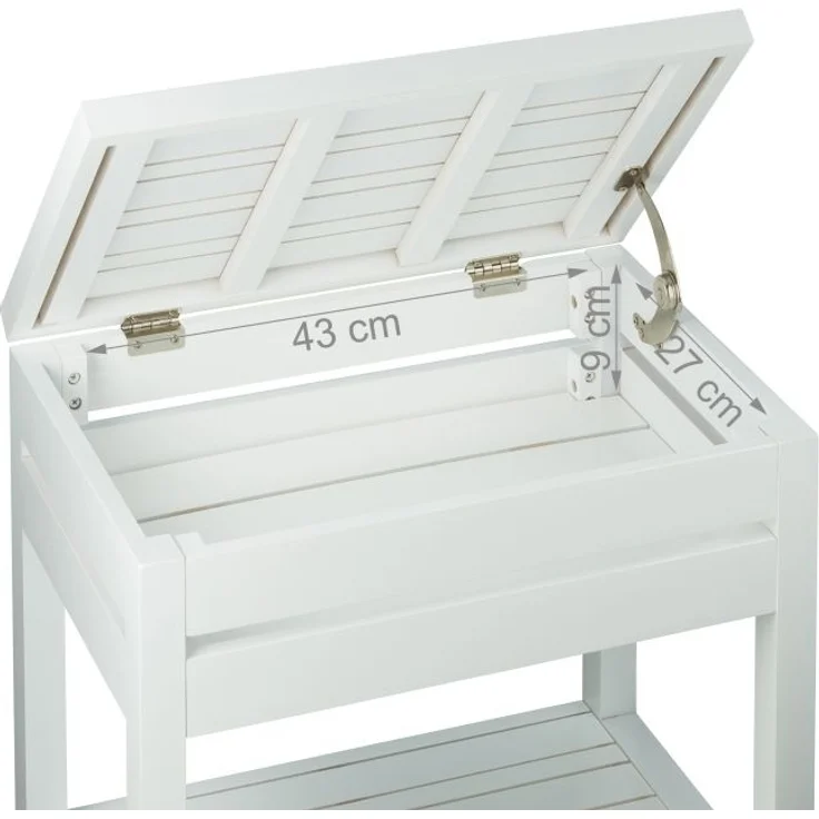 Relaxdays Regal mit Ablagen und Klappe, Bambus weiß, 46 x 29,5 x 76,5 cm – Bild 5