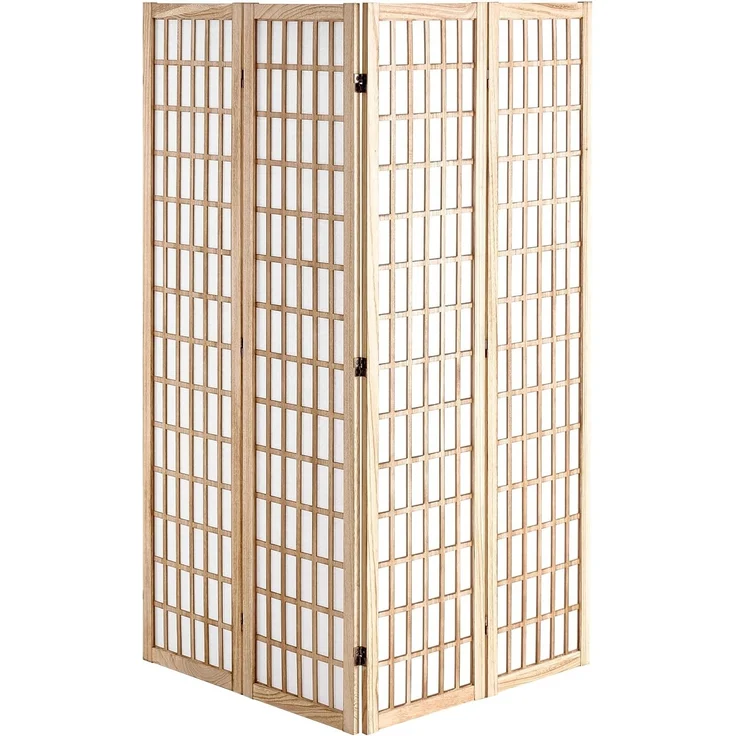 VEVOR Raumteiler 4-TLG. japanischer Sichtschutz Paravent, Faltbare Trennwand tragbarer Dekorationsschirm zur Raumtrennung, Raumtrenner geeignet für Büro Restaurant Schlafzimmer (Natur) – Bild 4