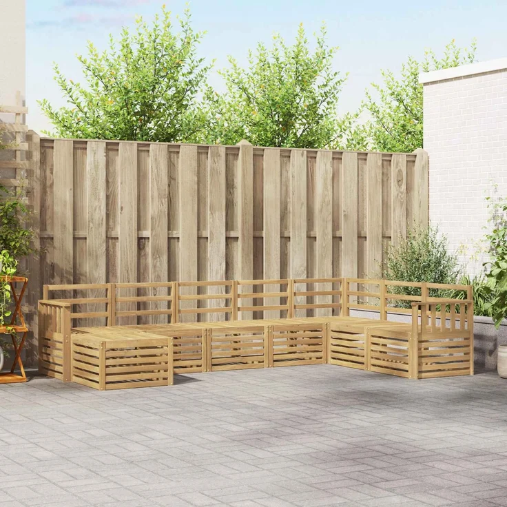 vidaXL Outdoor-Sofagarnitur 8 stk. 8-Sitzer Weiß Massivholz Akazie 3392304 – Bild 1