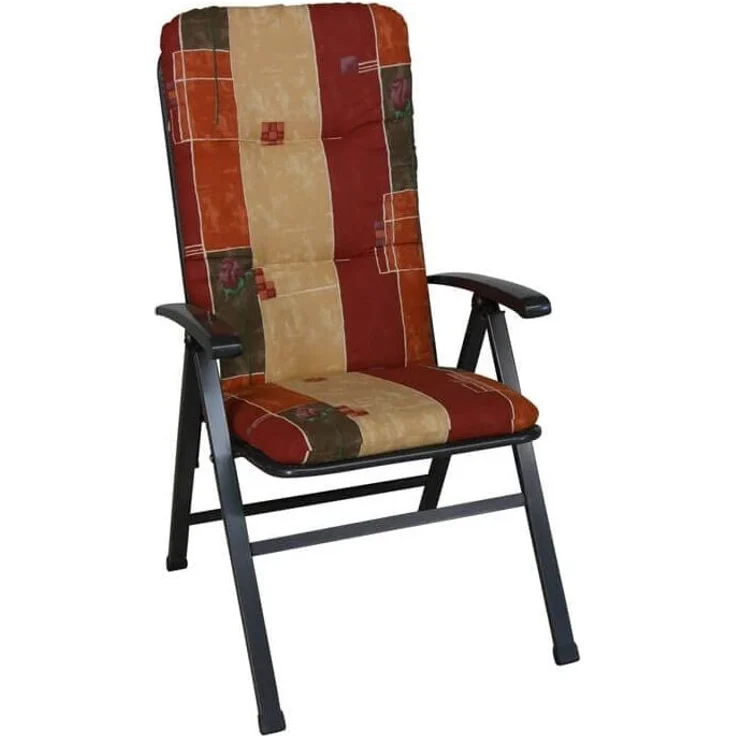 Angerer Freizeitmöbel GmbH Auflage für Gartenmöbel - Stuhlauflage hoch Made in Germany (Rot-Terra-Beige Gemustert)