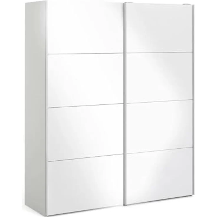 Dmora - Kleiderschrank 2 Türen Emeraude, Schlafzimmermöbel, Schrank, Garderobe, 182x61 h220 cm, Glänzendes Weiß – Bild 3
