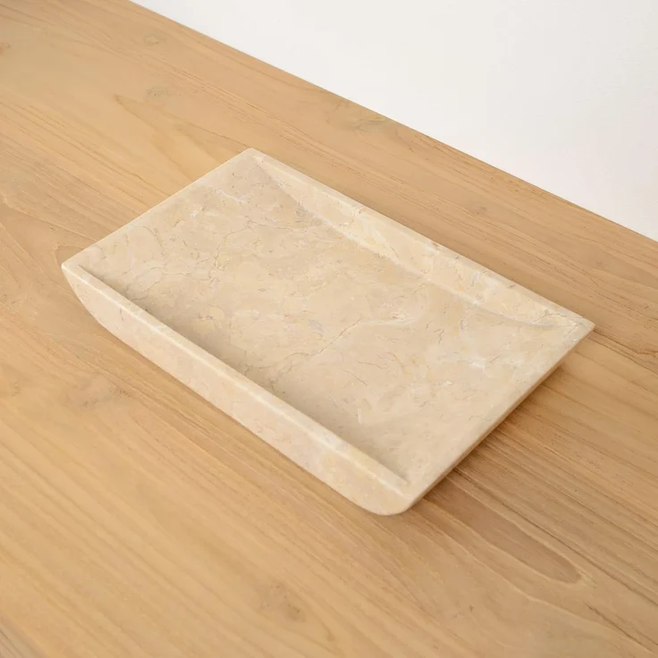 wohnfreuden Dekotablett Marmor Schale rechteckig creme 30 cm, 1349 – Bild 5