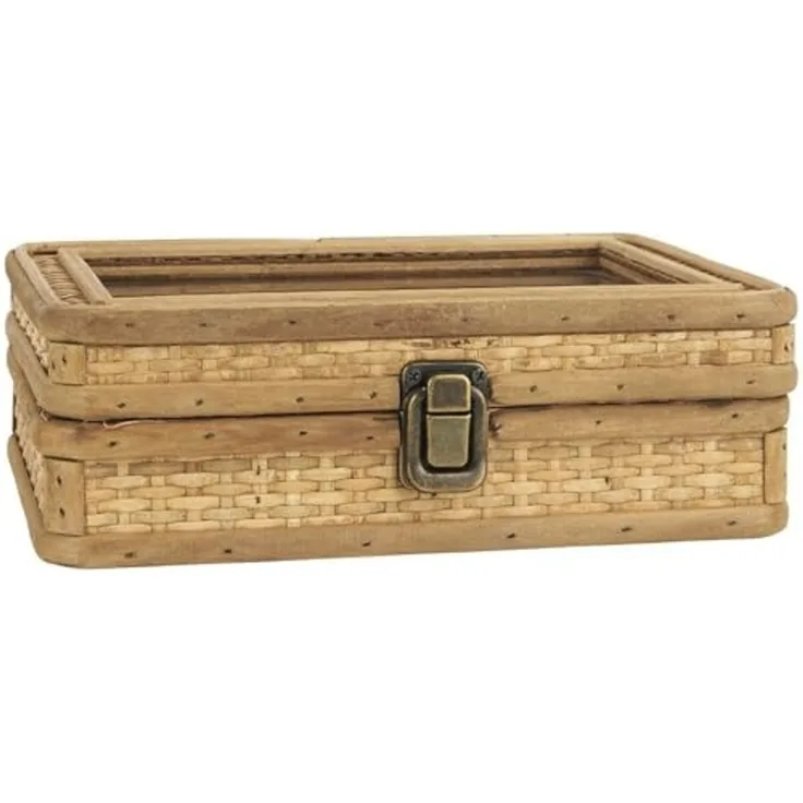 Schmuckschatulle Schmuckkästchen Kästchen Rattan Glas 6 Fächer Laursen 7118-14