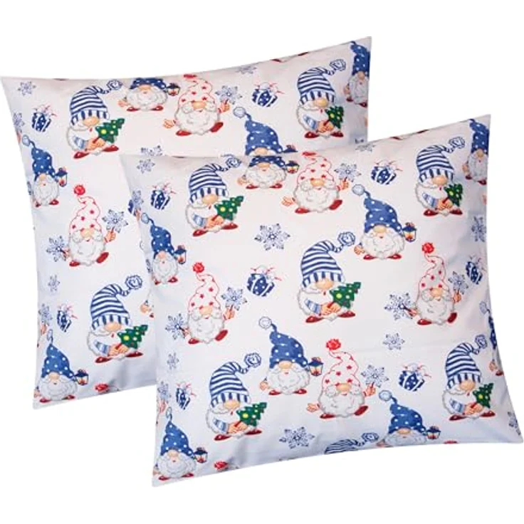 Heubergshop Kissenbezug, (2 Stück), 2er Set 40x40 cm Zwerge mit geschenken 100% Baumwolle (KY-Zwerg-40x40) – Bild 2