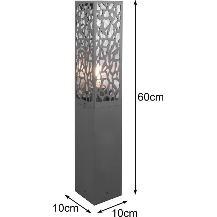 LED Sockelleuchte eckig Edelstahl in Anthrazit, Höhe 60cm, IP44 – Bild 4