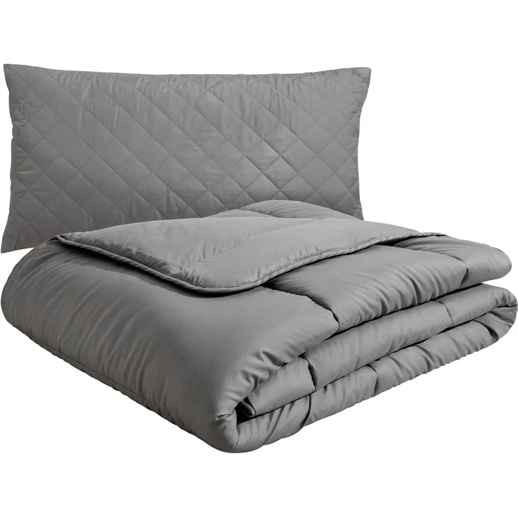 OTTO home Microfaserbettdecke + Microfaserkissen Clarra Spar Set, Decke + Kissen 135x200, 155x200 cm & weitere Größen, Set mit Kissen 40x80 cm, 80x80 cm, Sommer, Herbst, Winter in grau – Bild 1
