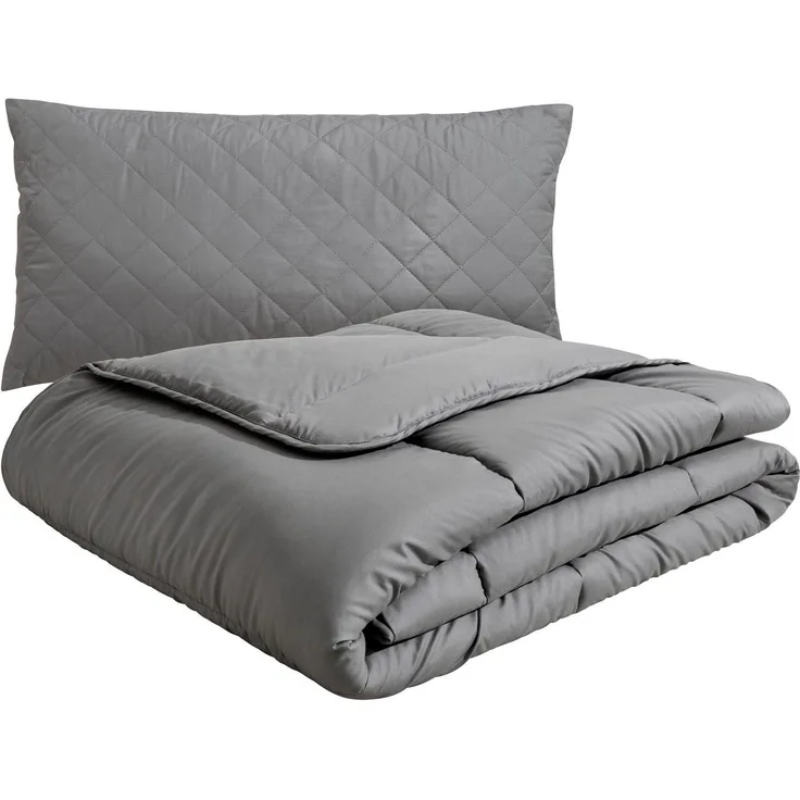 OTTO home Microfaserbettdecke + Microfaserkissen Clarra Spar Set, Decke + Kissen 135x200, 155x200 cm & weitere Größen, Set mit Kissen 40x80 cm, 80x80 cm, Sommer, Herbst, Winter in grau