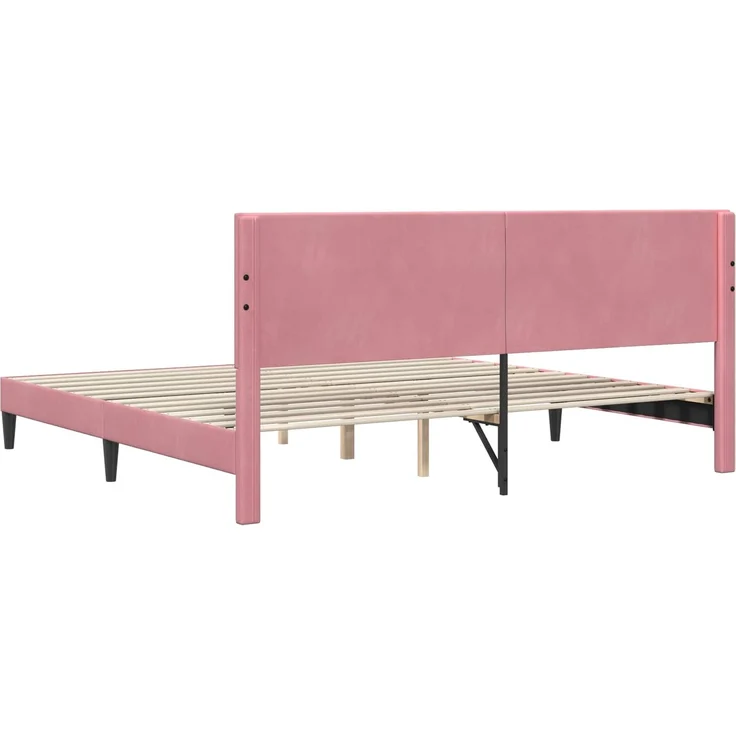 vidaXL Bettrahmen mit Kopfteil Rosa 200 x 200 cm Samt 42027688 – Bild 6