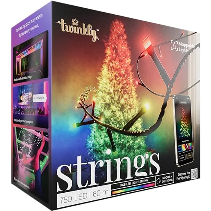 Twinkly Strings 750 RGB-LEDs, LED-Leuchten für den Außen- und Innenbereich, Smarte LED-Lichter, Kompatibel mit Alexa und Google Home, IP44, Weihnachtsdeko, App-Steuerung, Schwarzes Kabel, 60 m – Bild 9