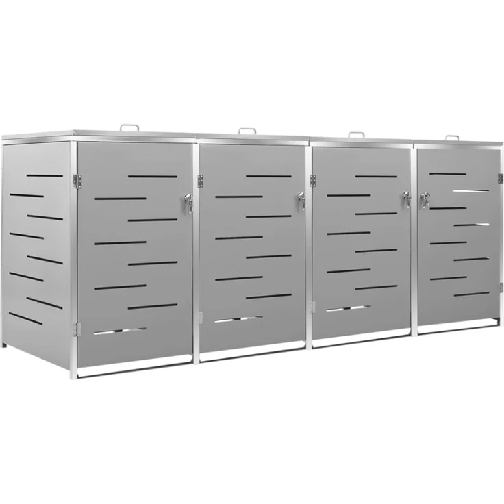 vidaXL Mülltonnenbox für 4 Tonnen 276,5x77,5x115,5 cm Edelstahl 149561 – Bild 3