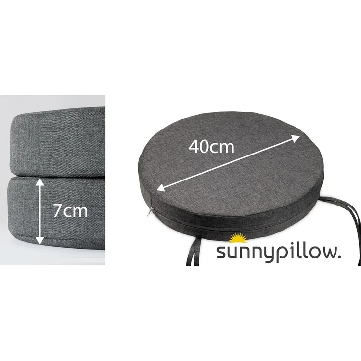 sunnypillow Stuhlkissen 2er Set Stuhlkissen Rund Ø 40 cm mit Bändern "HAVANA"