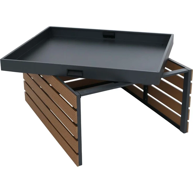 XL Mähroboter-Garage mit Pflanzkasten HWC-Q70, Dach Unterstand für Rasenmäher, WPC Metall 47x72x89cm ~ teak – Bild 7