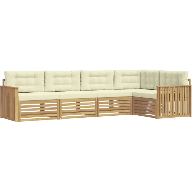 vidaXL Outdoor-Sofagarnitur 5 pcs Weiß und Creme 327 x 168,5 x 73 cm 3390480 – Bild 2