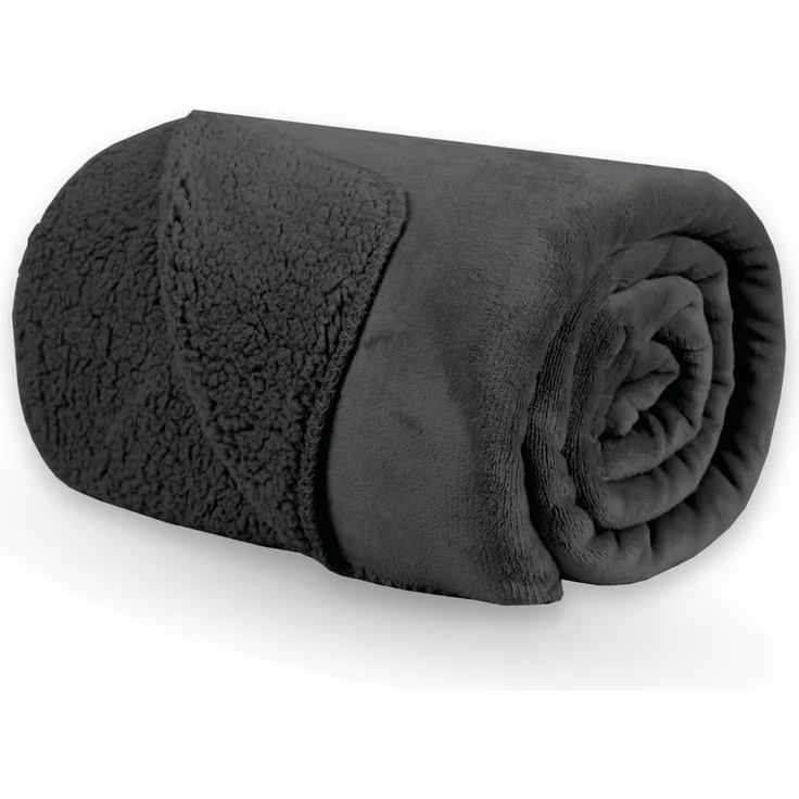 Kuscheldecke "Teddy Fleece" Sherpa/Flanell, 150x200cm Schwarz – Bild 1