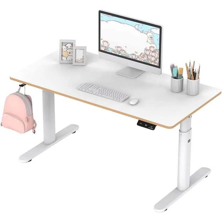 Ultradesk Pulsar Gerade Rechteckige Form MDF-Platten Stahl Gaming Weiß