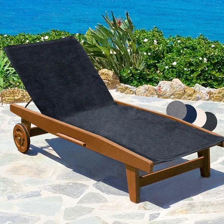 Beautissu Handtuch Marbella für Sonnenliege Anthrazit, 200 x 70 x 0.5 cm