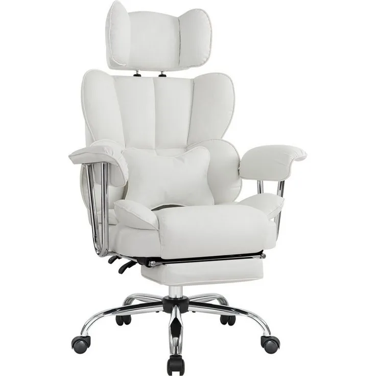 Intimate WM Heart Chefsessel Ergonomischer Bürostuhl, Höhenverstellbar Schreibtischstuhl (Gaming Stuhl mit dickem Kissen), PU-Leder Drehstuhl mit Kopfstützte und Fußstütze