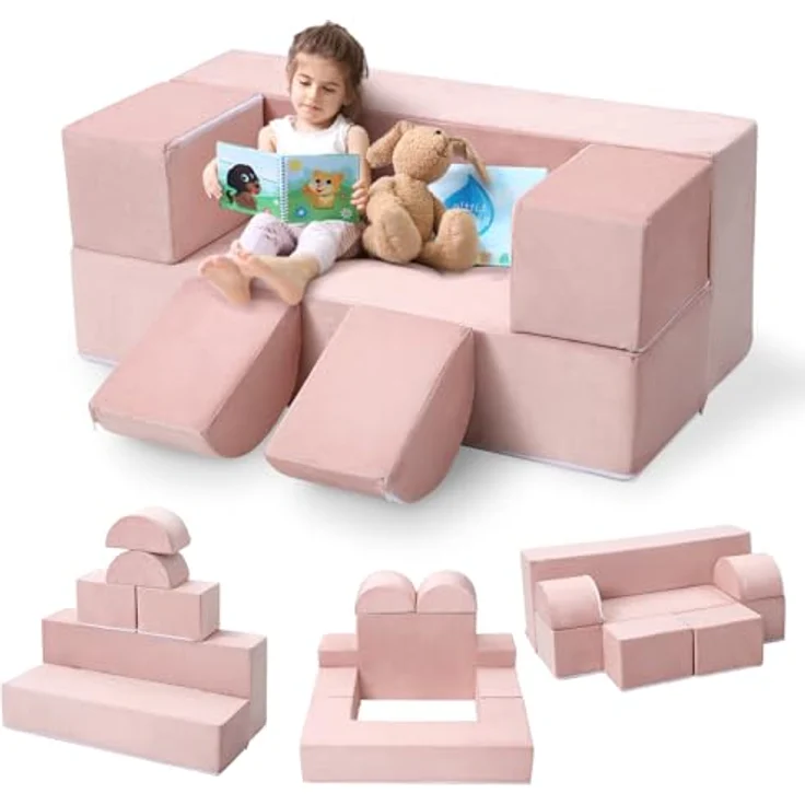 Kinderbett, Schlafsofa, ausziehbar mit 6 Modulen, Futon, faltbar, Möbel für Kinderzimmer, Schlafzimmer, Spielzimmer – Bild 1
