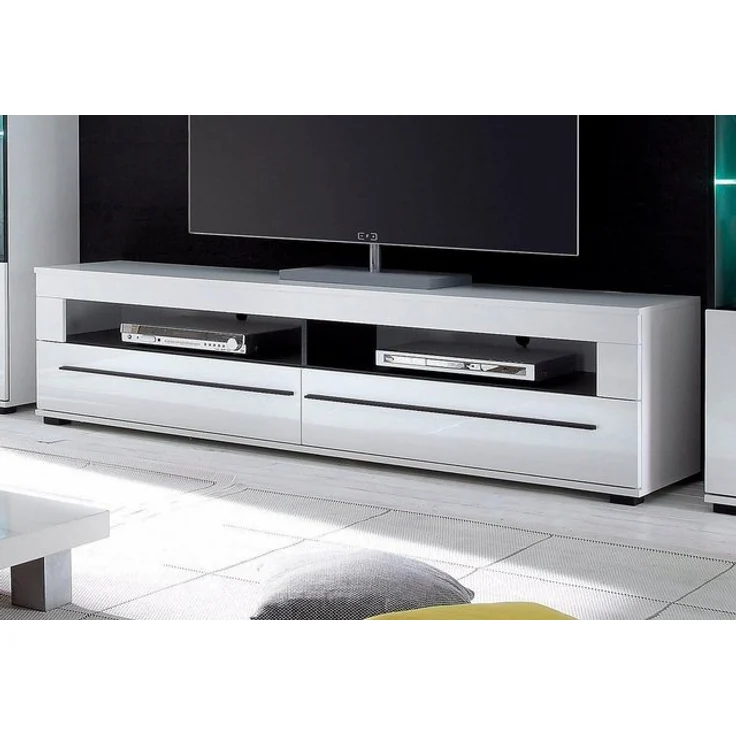 INOSIGN Lowboard modernes TV-Unterteil, Kommode in Eiche Evoke oder weiß, schwarze Stangengriffe, ausreichend Stauraum, vielseitig einsetzbar – Bild 4
