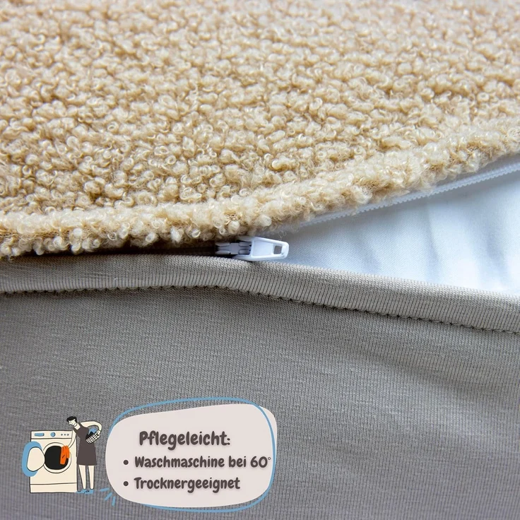 sei Design Stillkissenbezug 100% Baumwolle passend für Stillkissen XXL, Bezug für Schwangerschaftskissen, Seitenschläferkissen 190x30 cm, mit Reißverschluss, waschbar und Schadstoffgeprüft – Bild 5