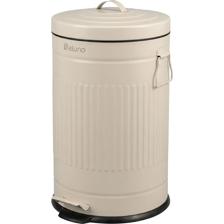 eluno Abfalleimer VINTAGE, Treteimer, Metall, beige, 20 Liter Fassungsvermögen