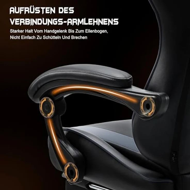 DUMOS Gaming Stuhl Ergonomischer Gaming Stuhl mit Fußstütze Atmungsaktiver PC Stuhl mit verstellbare Lendenkissen Kopfkissen und Armlehnen 150 kg Belastbarkeit Drehsessel – Bild 6