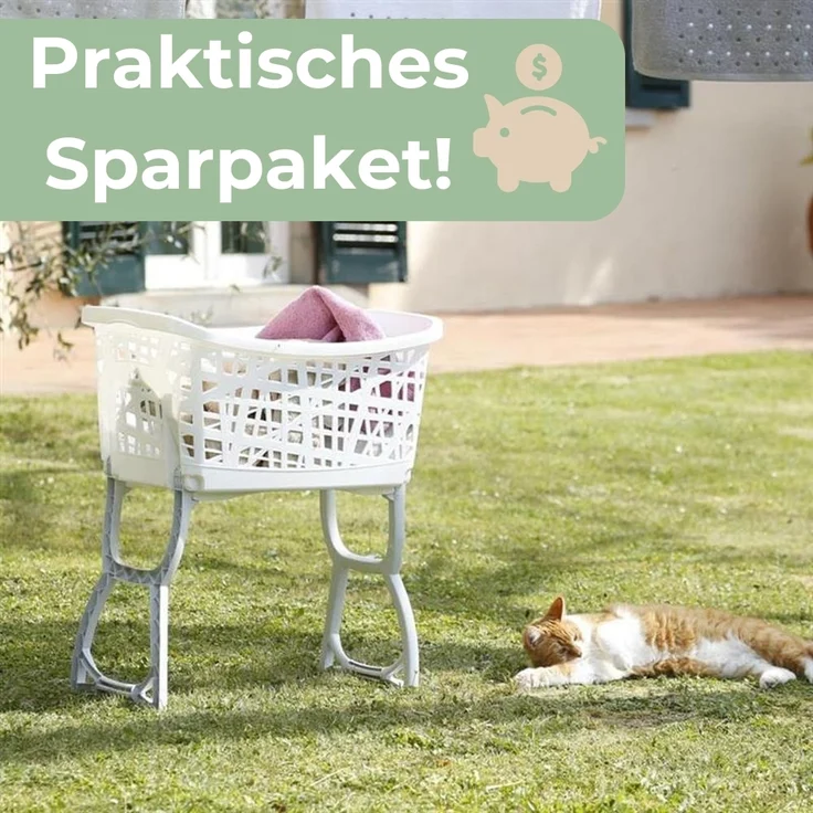 2er Set Wäschekorb mit Füßen Wäschewanne Wäschekorb mit Henkel und Beinen klappbarer Wäsche Korb groß Kunststoff Ständer 44 L – Bild 8