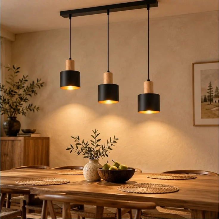 ZMH Pendelleuchte E27, 1/2/3-flammig,höhenverstellbare Hängelampe, ohne Leuchtmittel, Esstischlampe, Esszimmerlampe und Kücheninsel-Lampe – Bild 3