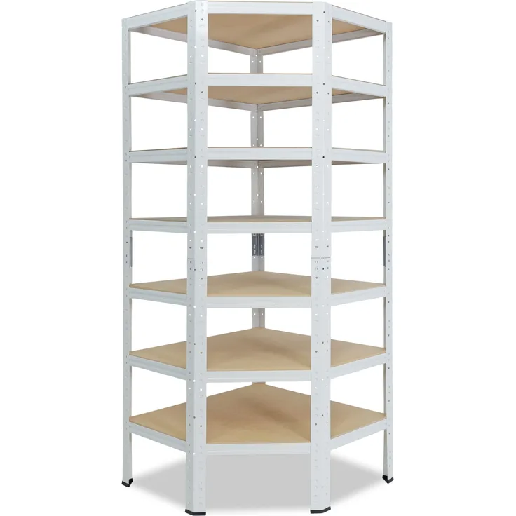 shelfplaza HOME 230x80x50 cm Eckregal in weiß mit 7 Böden und 125 kg Traglast pro Boden