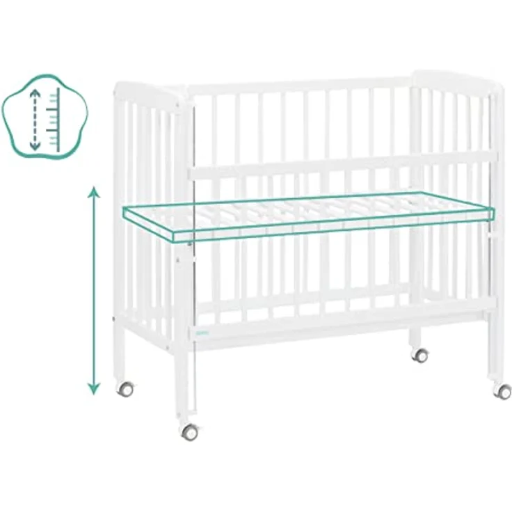Fillikid 2in1 Beistellbett Nino, Höhenverstellbar von 48 bis 60 cm, für Boxspringbetten geeignet, Weiß – Bild 9