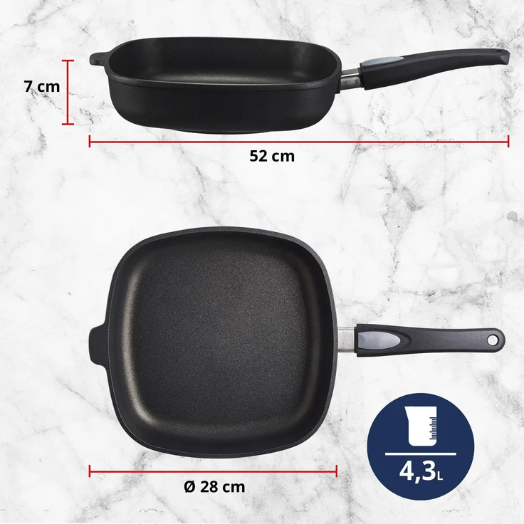MEISTERKOCH Bratpfanne 28x28 cm, Induktion, Antihaft, abnehmbarer Griff | 6,5 cm hoher Rand, 4,3l Volumen | Made in Germany | 4-lagige Titanium-Versiegelung, spülmaschinengeeignet – Bild 2