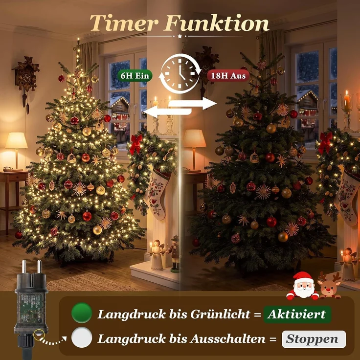 SALCAR 26m 360er LED Lichterkette Weihnachtsbaum (23m Lichterkette + 3m Stromkabel) Warmweiß – Bild 6