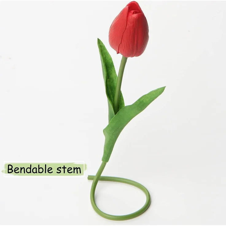 Künstliche Blumen Tulpe Latex Real-Touch Blumenstrauß Rot 20 Stück – Bild 6