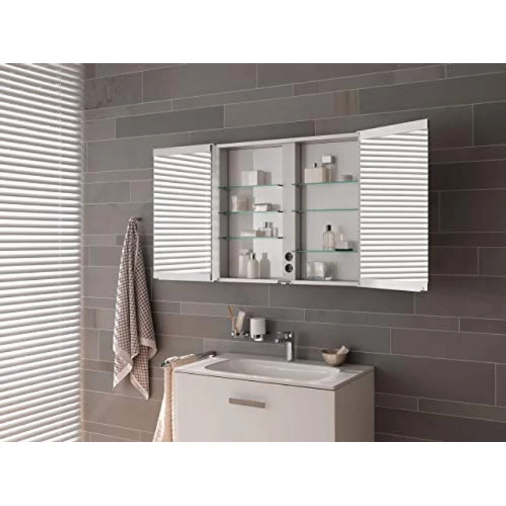 Keuco Royal Match, Aufputz-LED-Spiegelschrank 65cm mit 2 Türen, stufenlos dimmbarer LED-Beleuchtung und individuellem Stauraum – Bild 6