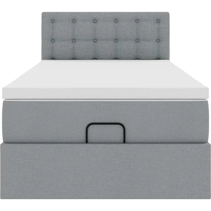 vidaXL Ottomane Bett mit Matratze & LEDs Hellgrau 90x200 cm Stoff 3312443 – Bild 6