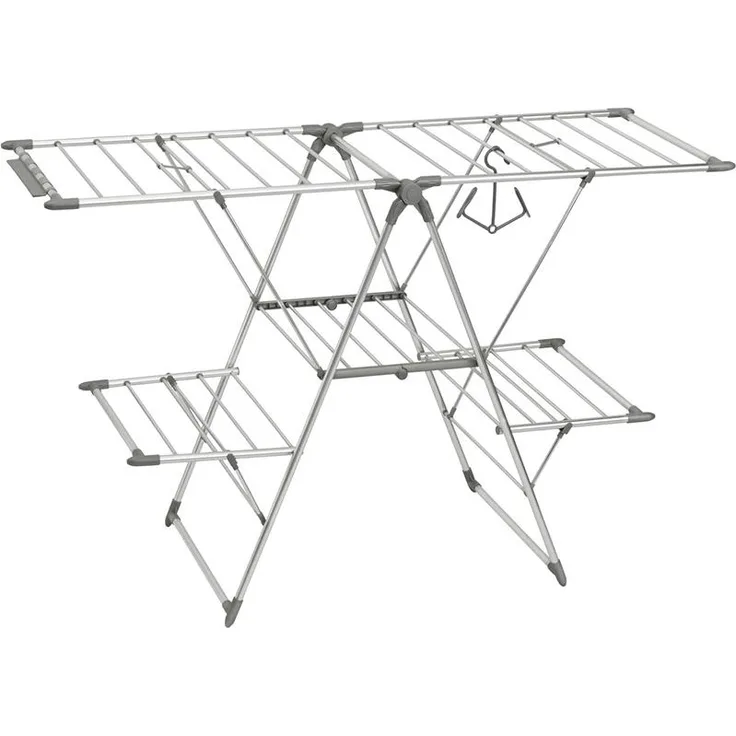mDesign Wäschetrockner Wäscheständer Standtrockner ausklappbar Aluminium Grau
