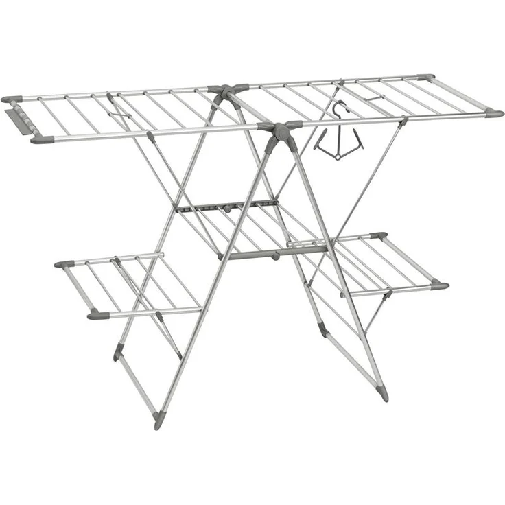 mDesign Wäschetrockner Wäscheständer Standtrockner ausklappbar Aluminium Grau – Bild 1