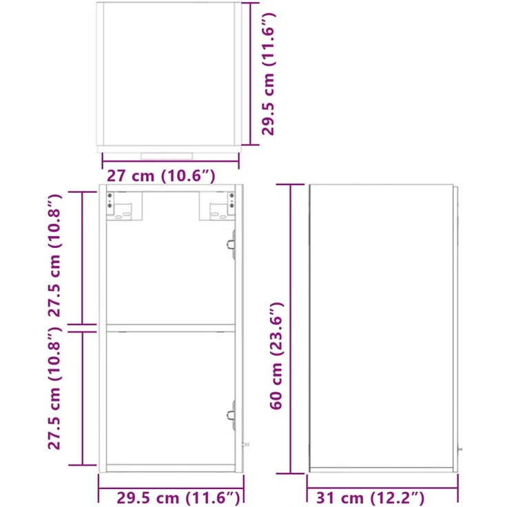 vidaXL Hängeschrank Lyon Sonoma-Eiche 29,5x31x60 cm Holzwerkstoff 847495 – Bild 10