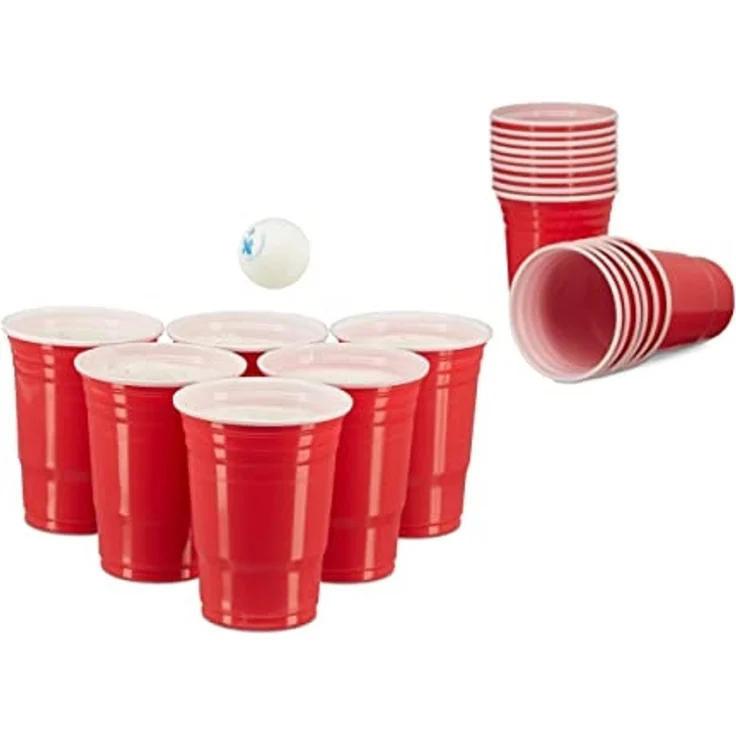 Relaxdays 100x Beer Pong Becher, rot – Bild 1