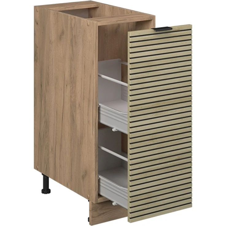 Apothekerschrank Fame-Line Eiche Paneel 30 cm ohne Arbeitsplatte Vicco – Bild 4