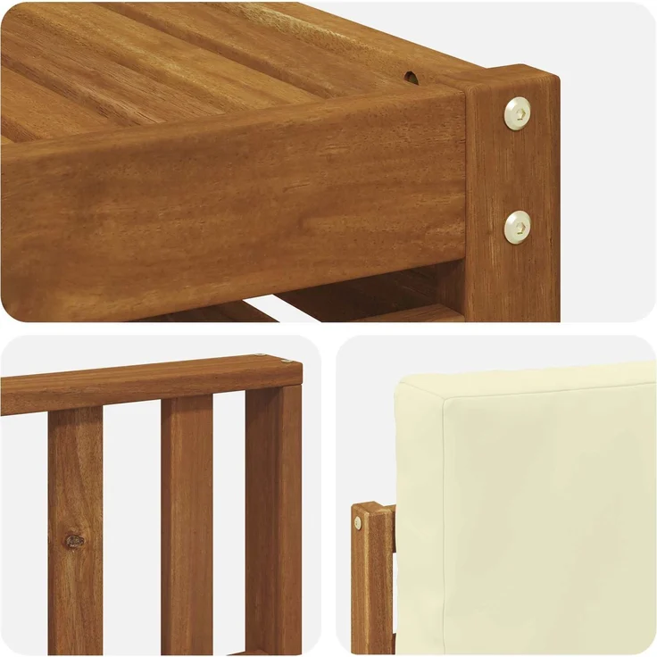 vidaXL Outdoor-Sofagarnitur 7 stk. 5-Sitzer Natur und Creme 3375120 – Bild 8