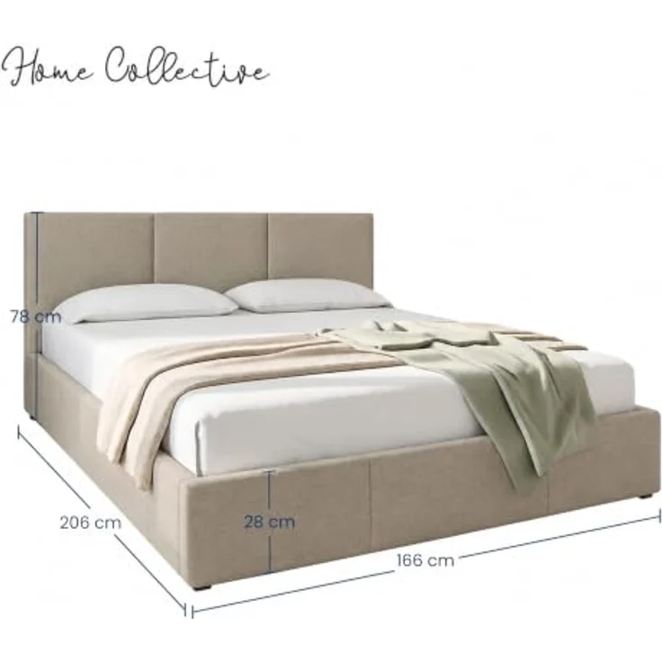 Home Collective Polsterbett Doppelbett mit Stauraum und Lattenrost, 120x200 bis 180x200 cm, samtweicher Veloursstoff in Taupe, flexibler Lattenrost mit Härtegradeinstellung, europäische Herstellung – Bild 2