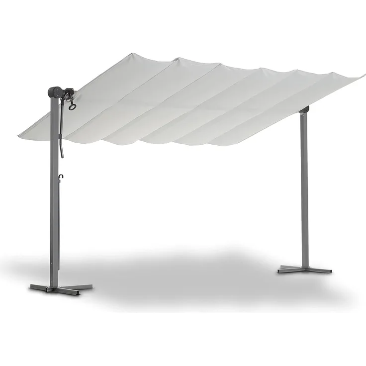 LECO Sonnendach WAVED, faltbar, Polyester lichtgrau, Aluminium- und Stahlrohrgestell anthrazit, 4x2,5 m