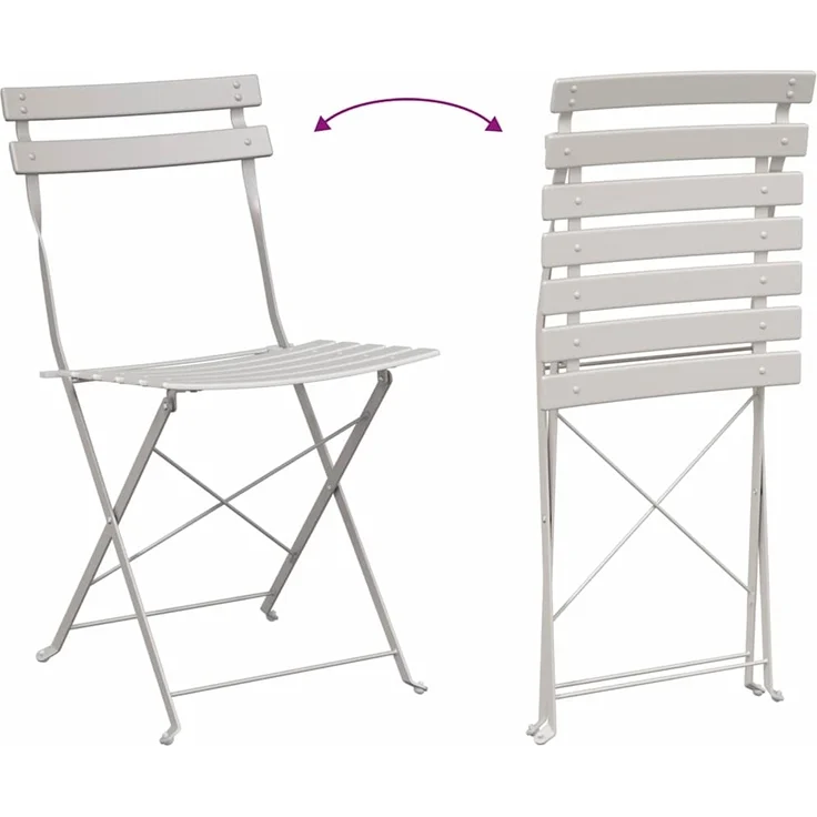 vidaXL Gartenklappstuhl 2 pcs Beige 42 x 46 x 82cm Metall 42002959 – Bild 10