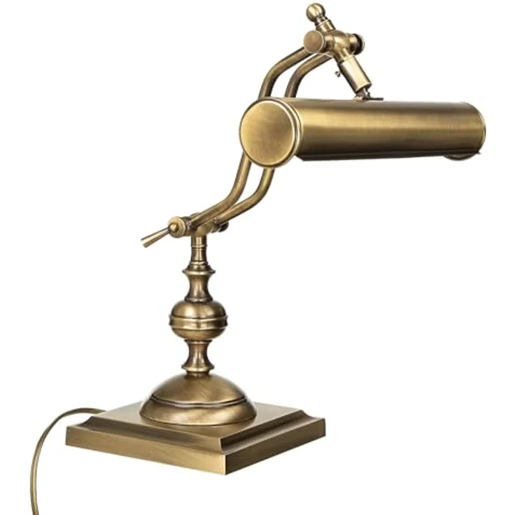 Licht-Erlebnisse Premium Bankerleuchte, Tischlampe aus echtem Messing in bronze hell, 39 cm, E14, handgefertigt in Italien, verstellbarer Schirm – Bild 2