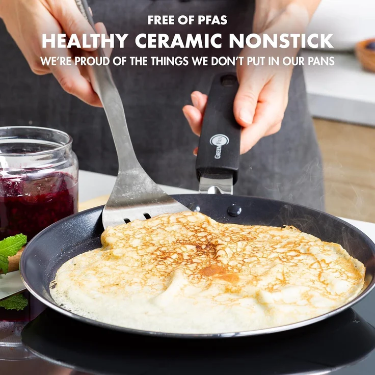 GreenPan Essentials Gesunde Keramische Antihaft-Pfannkuchenpfanne 28 cm, Crêpe-Pfanne, PFAS-frei, Induktion, Backofen- und Bratensicherheit bis 160°C, Spülmaschinenfest, Schwarz – Bild 3