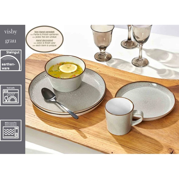 Ritzenhoff & Breker Visby Dessert-Teller ø 20,5 cm 8er Set dunkelgrau – Bild 3