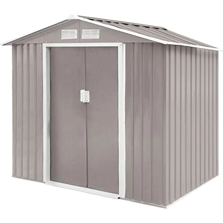HATTORO S100 XL Metall Gartenhaus, Geräteschuppen,Hellgrau, 213 × 127 × 185 cm – Bild 2