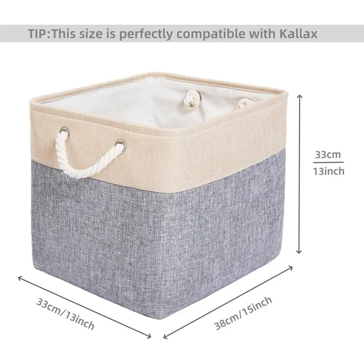 Aufbewahrungsbox Stoff 33x38x33cm Schrank Regal 4 Pack Grau Beige – Bild 3