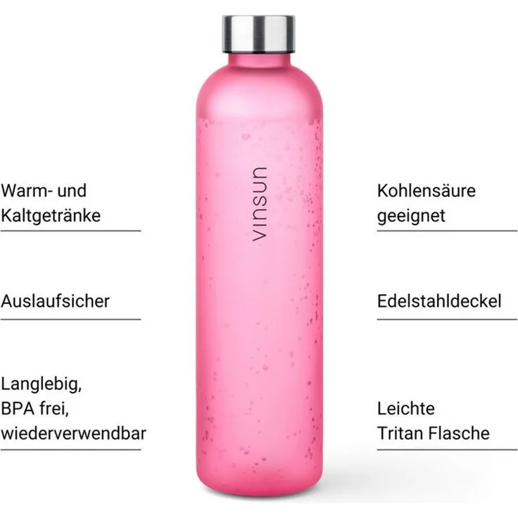 Vinsun Kinderdrinkfles Dinosaurus – 500 Ml, Tritan, Met Rietje. Lekvrij, BPA-vrij, Geschikt Voor Koolzuur. Ideaal Voor School, Sport En Uitstapjes.